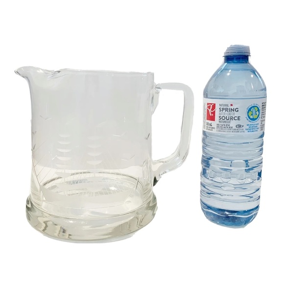 Vintage Clear Glass Pitcher Jug with Etched Ship Sail Boat Design Heavy Sailor - Picture 6 of 7